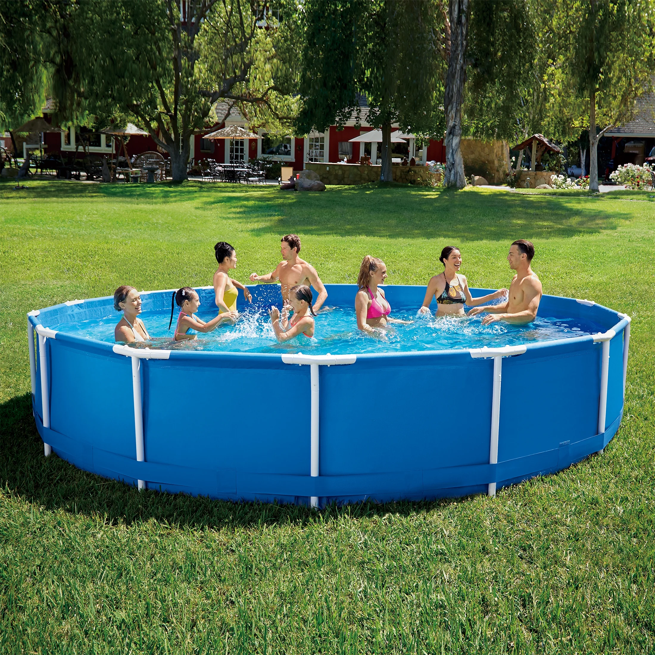 Summer Waves 15 ft Round Active Frame Above Ground Pool, Blue, Ages 6 and Up, Unisex - Womvr