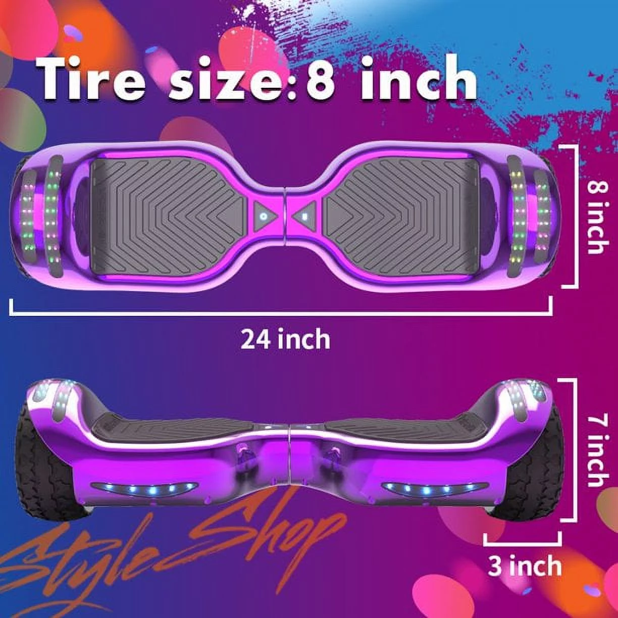 Hoverstar ul2272 Hoverboard All-Terrain LED Flash Wide All Terrian Wheel, Blue - Womvr