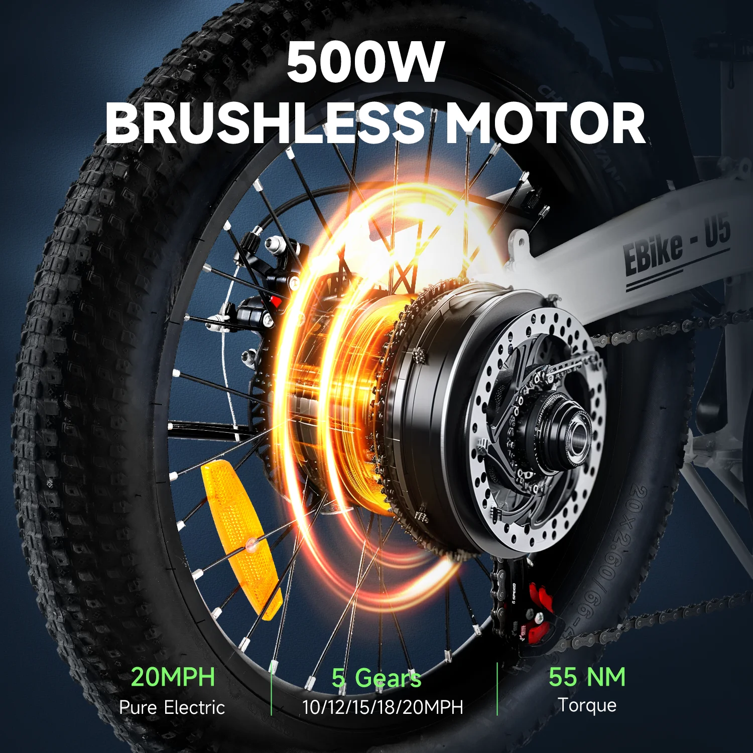 isinwheel U5-W Electric Bike Adult 500W, 20MPH, Max Range 45+ Mile E Bike, 20