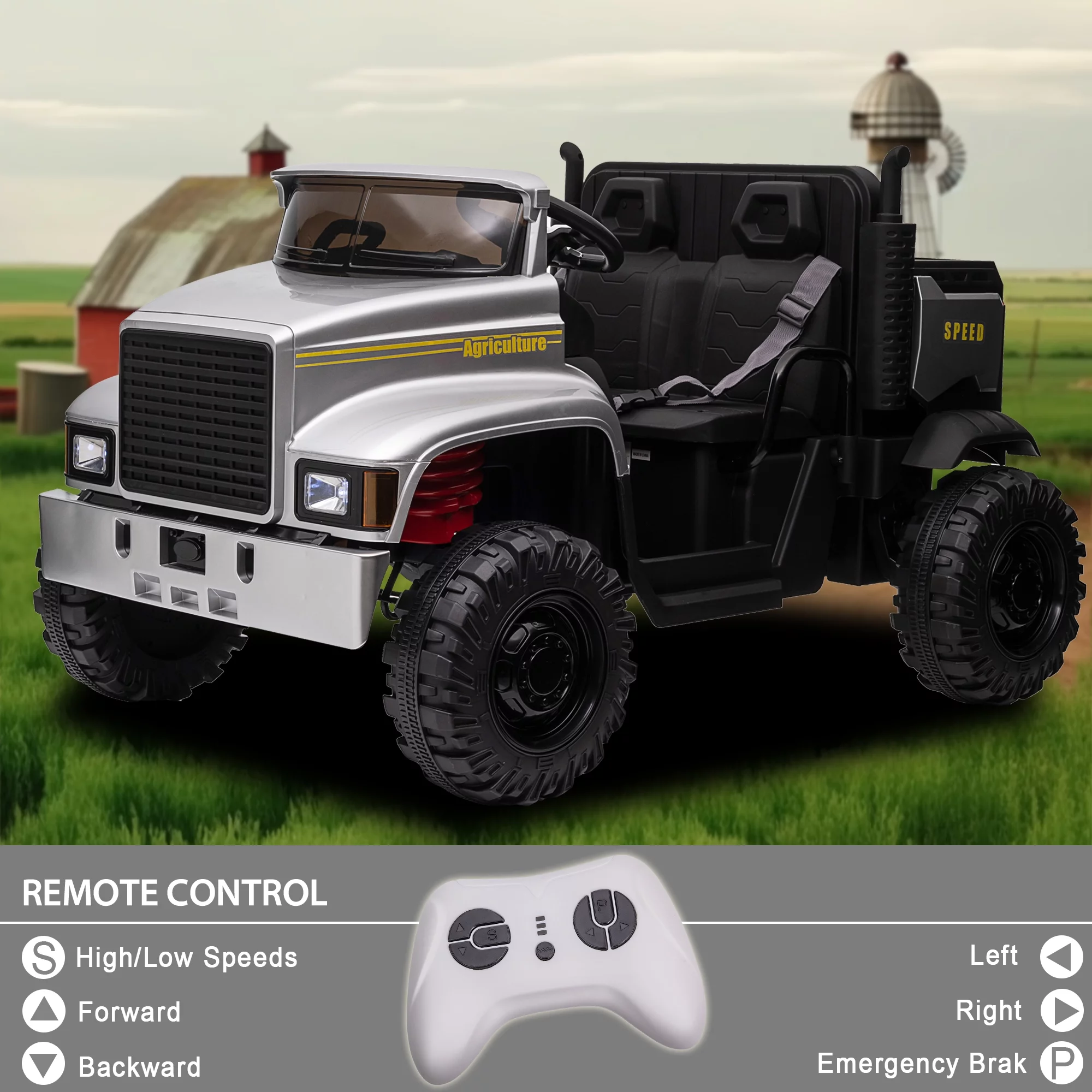 Hikiddo JC222 24V Ride on Toy, Kids Ride On Dump Truck 2 Seater with Remote - Womvr