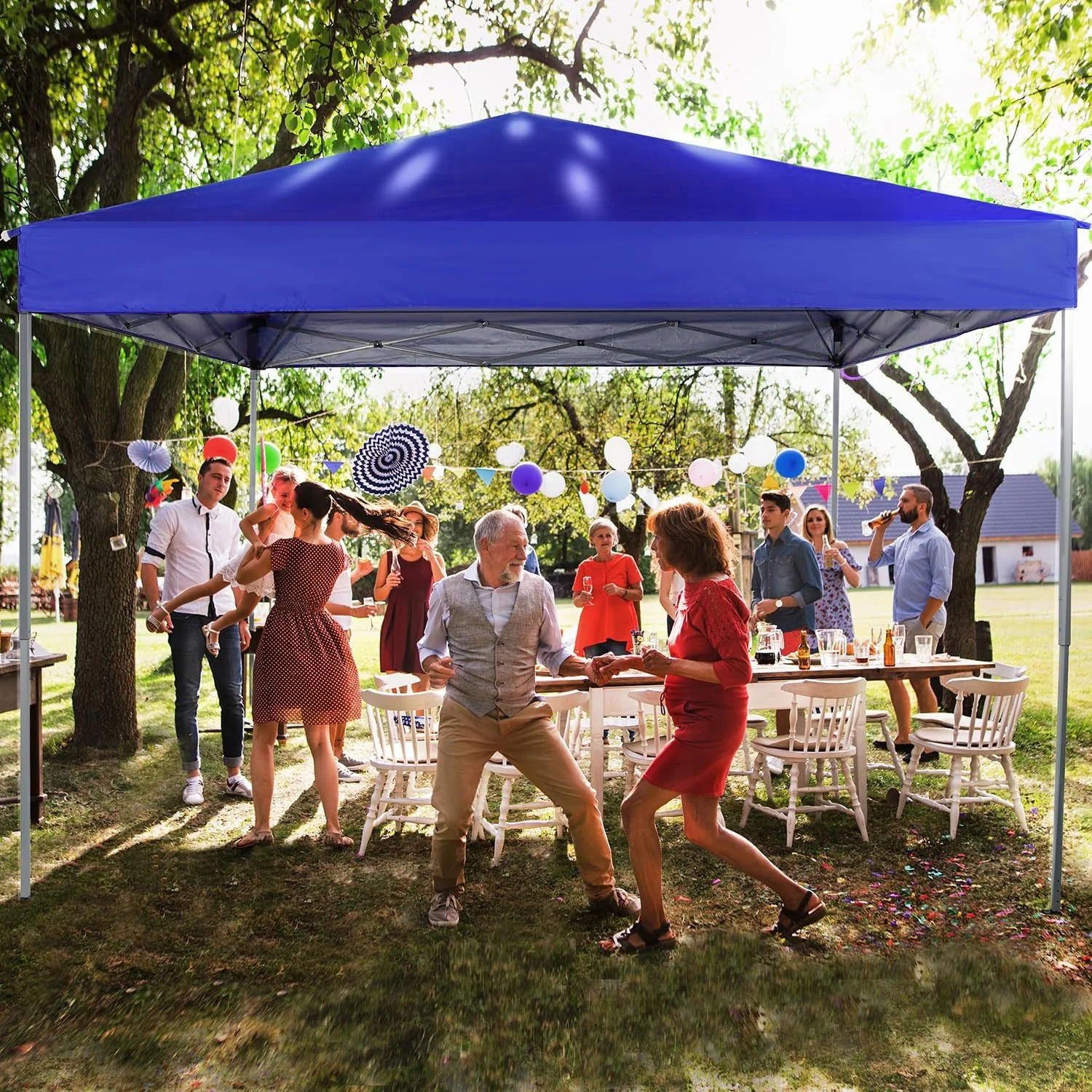 GVDV Canopy Tent, 10x10 ft Easy Pop up Outdoor Canopy Tent, Portable Straight Leg Gazebo Instant Canopy, Blue - Womvr