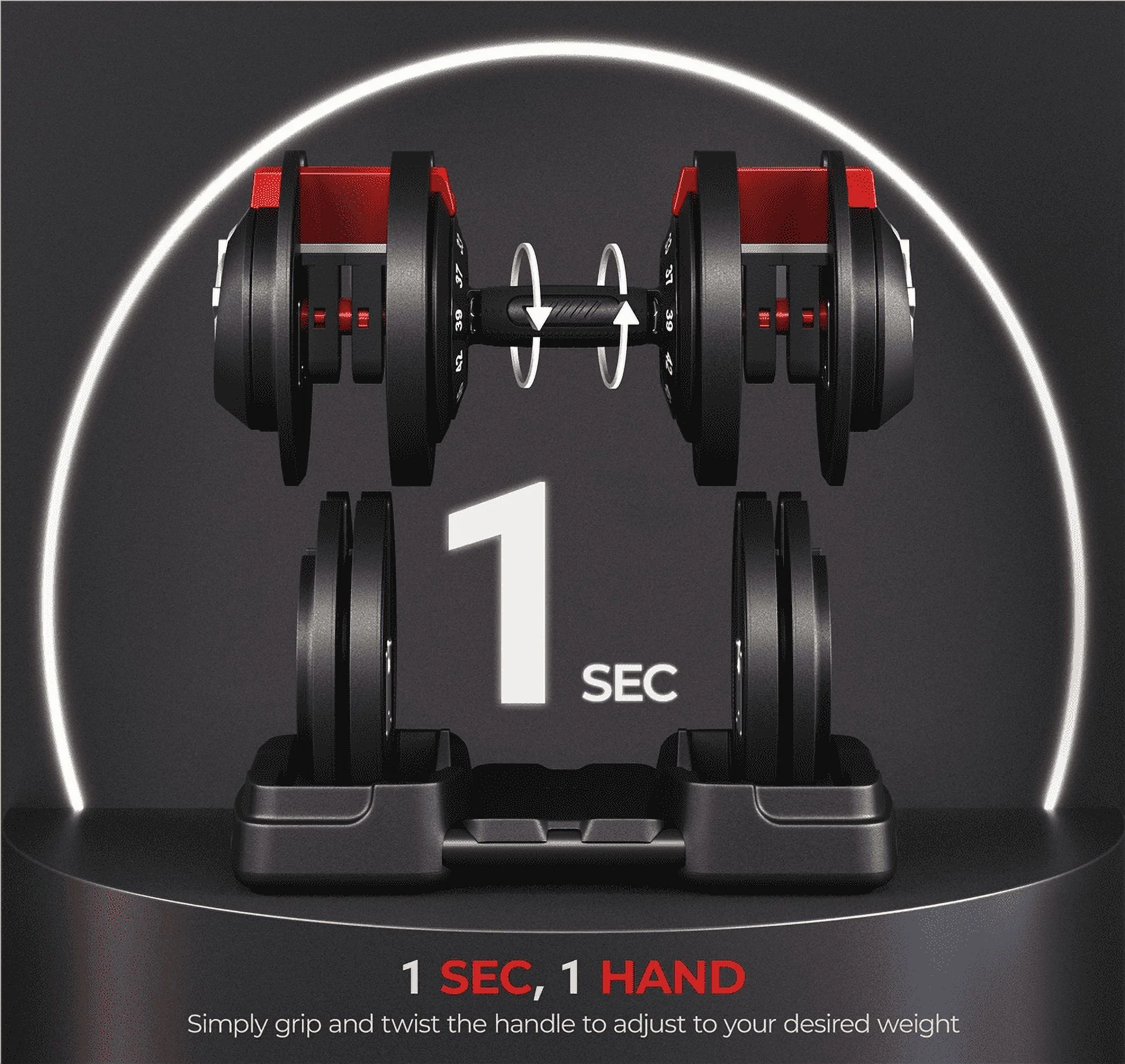 Yaheetech 12-in-1 Adjustable Dumbbell Set with Tray, Black - Womvr