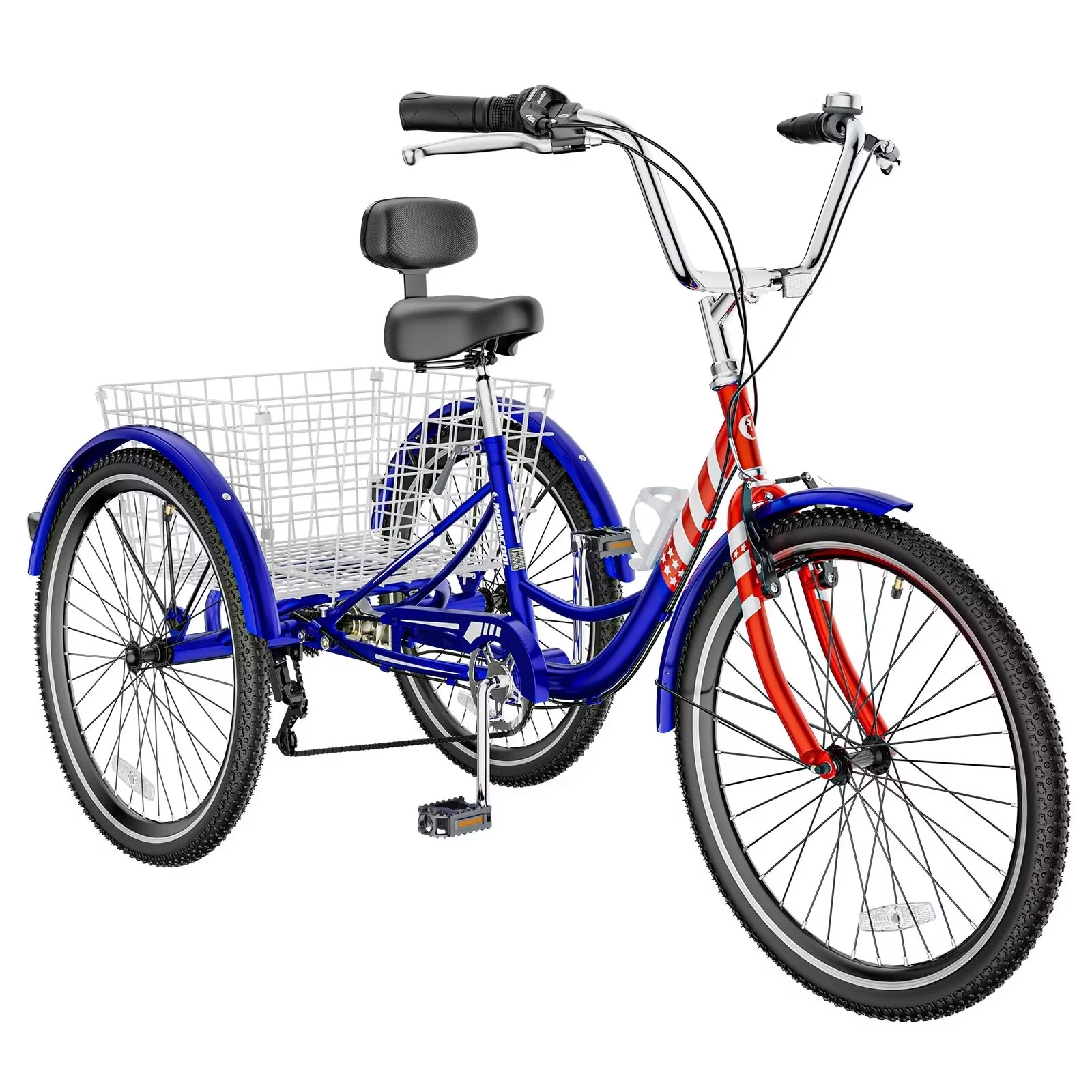 MOPHOTO Adult Tricycle 20/24/26 inch 3 Wheel Bicycle,3 Wheel Bikes for Adults,7 Speed Low Stepover Frame Tricycle with Basket/Bell,3 Wheel Bicycle for Seniors,Women,Men - Womvr