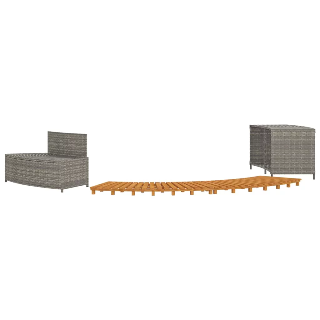 Irfora Spa Surround Gray Poly Rattan and Solid Wood Acacia - Womvr
