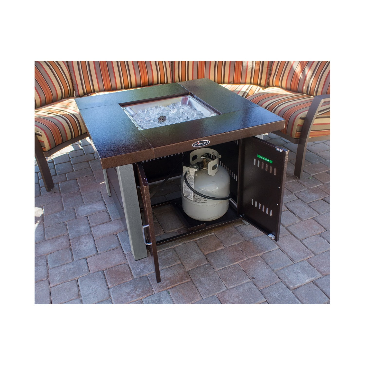 AZ Patio Heaters Propane Fire Pit Hammered Bronze and Stainless Steel Finish - Womvr
