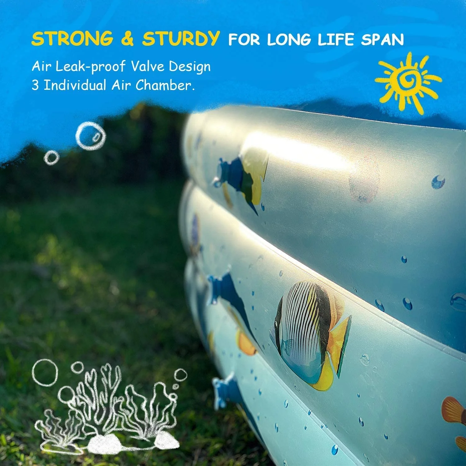 Elemore Home Inflatable Pool, 9.83 x 6 x 1.83 ft Family Swimming Pools for Kids, Toddlers, Infant, Adult, Rectangular, Thickened - Womvr