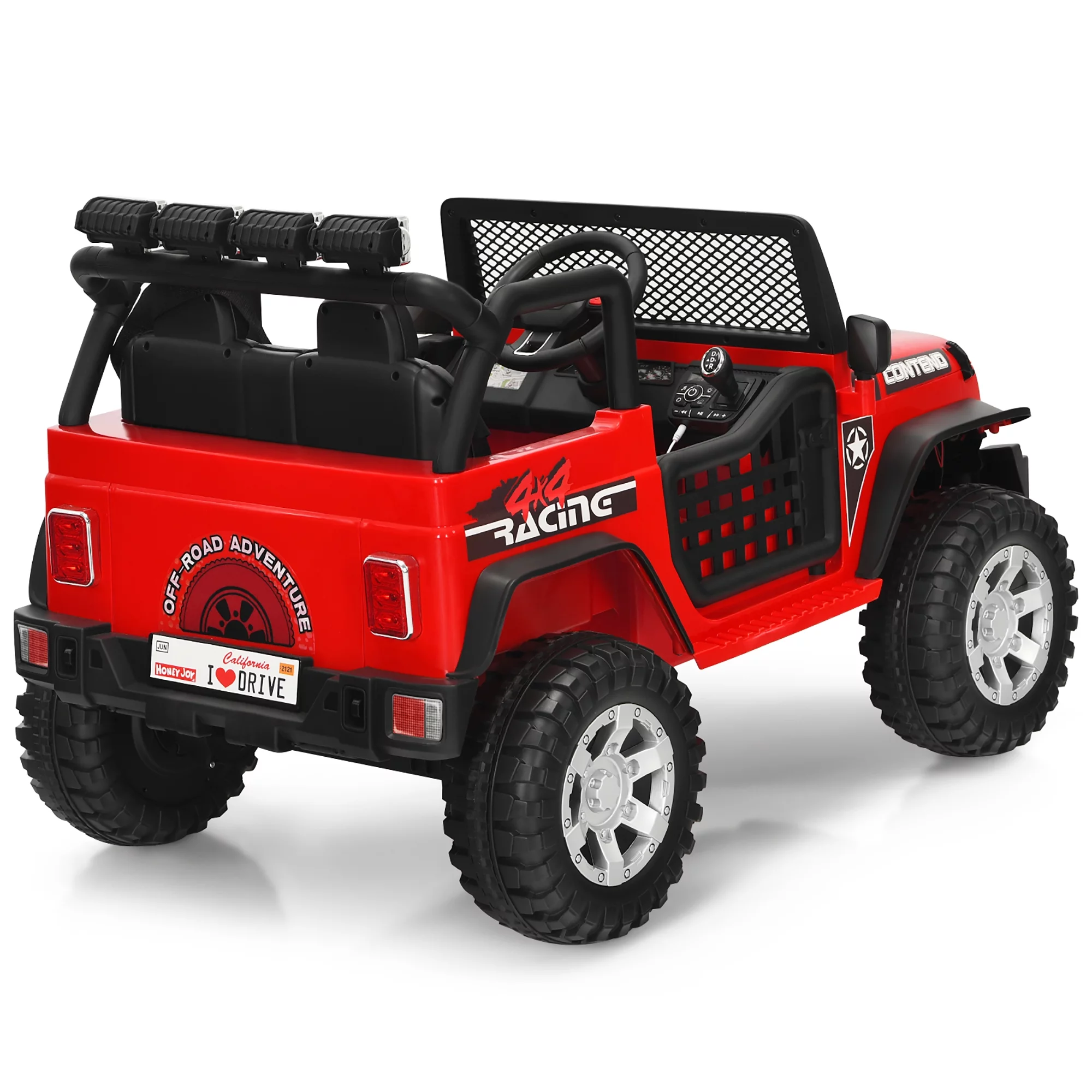 Costway 12V Kids Ride On Truck Remote Control Electric Car with Lights&Music Red - Womvr
