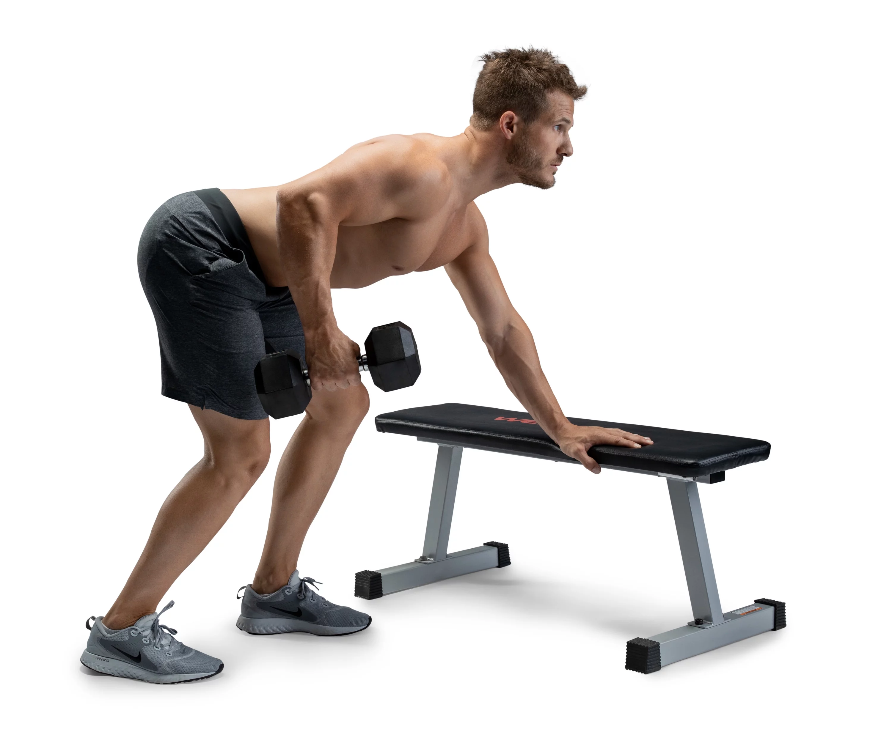 Weider Rubber Hex Dumbbell, 45 lbs - Sold Individually - Womvr