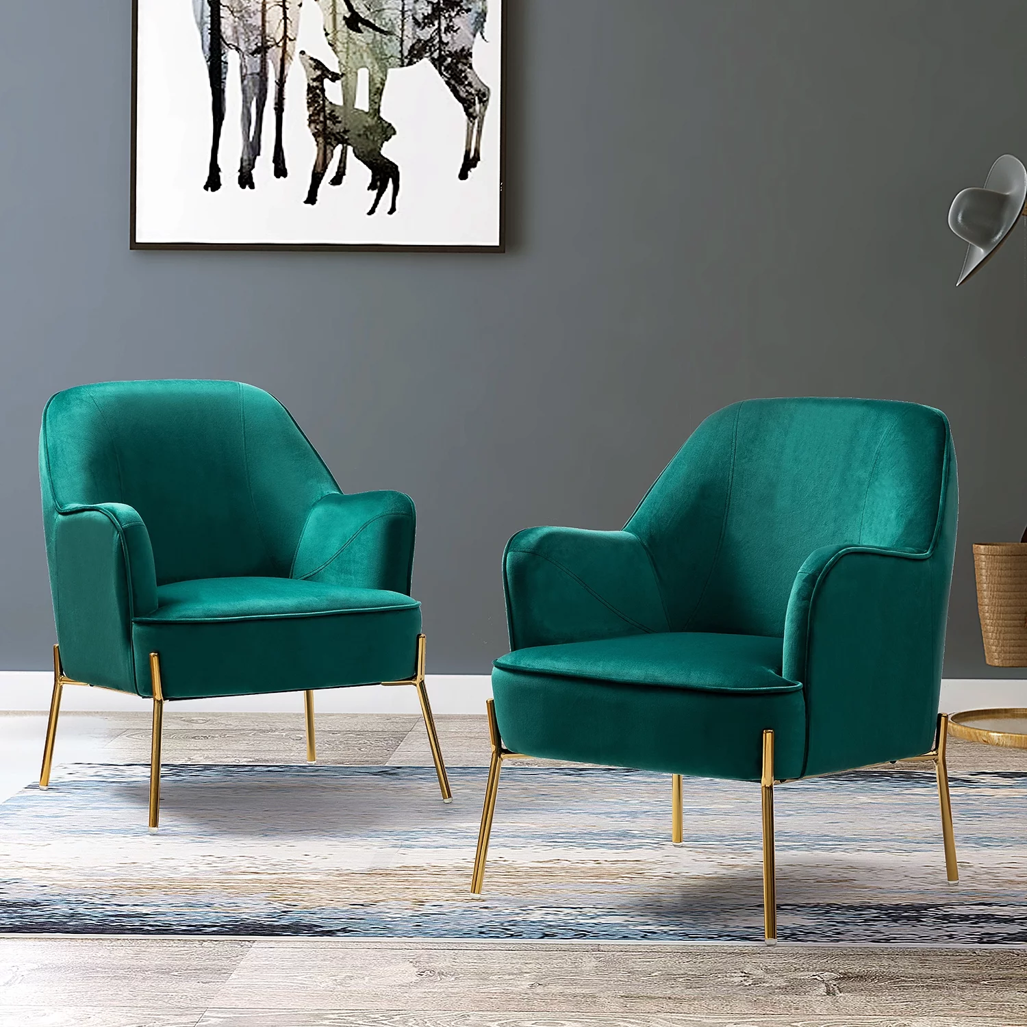 Velvet Upholstered Accent Chair Metal Legs Curved Backrest Lounge Home Armchair Bedroom Adult Pink - Womvr