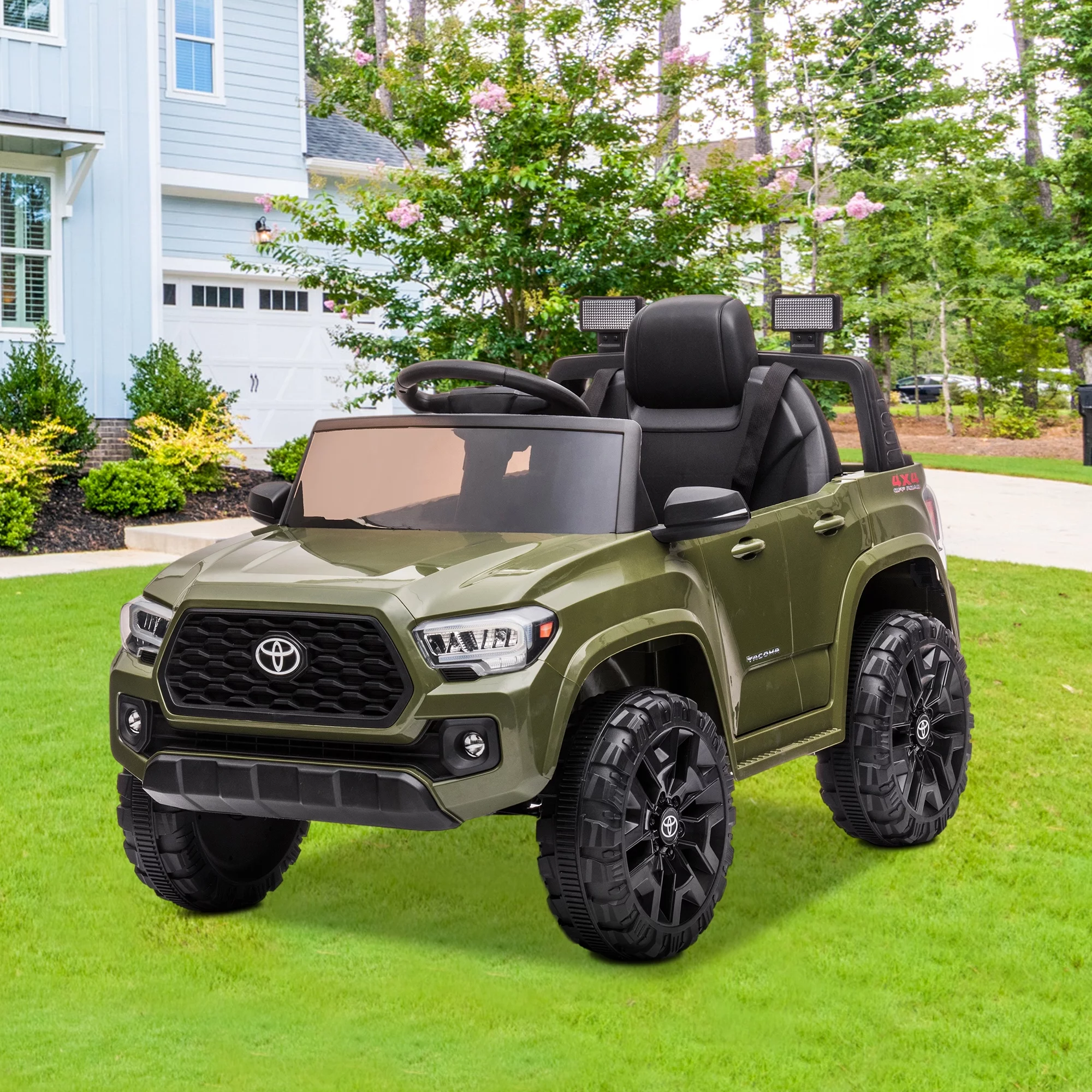 Licensed Toyota Tacoma Electric Ride on Vehicle for Kids, 12V Powered Ride on Car Toys with Remote Control, LED Lights, MP3 Player, Gray - Womvr