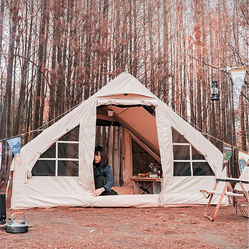 Vistreck Inflatable Camping Tent with Pump, Glamping Tents, Easy Setup 4 Season Waterproof Windproof Outdoor Blow Up Tent, Suitable for 3-8 people - Womvr