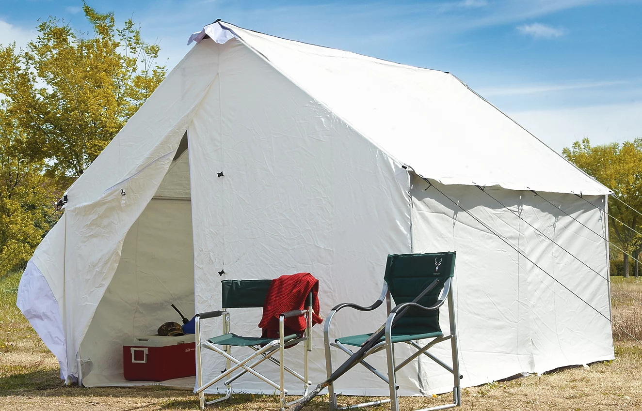 Guide Gear 10x12' Canvas Wall Tent for Hunting, Outdoor Camping, Waterproof 4 Season Tents (Frame Not Included) - Womvr