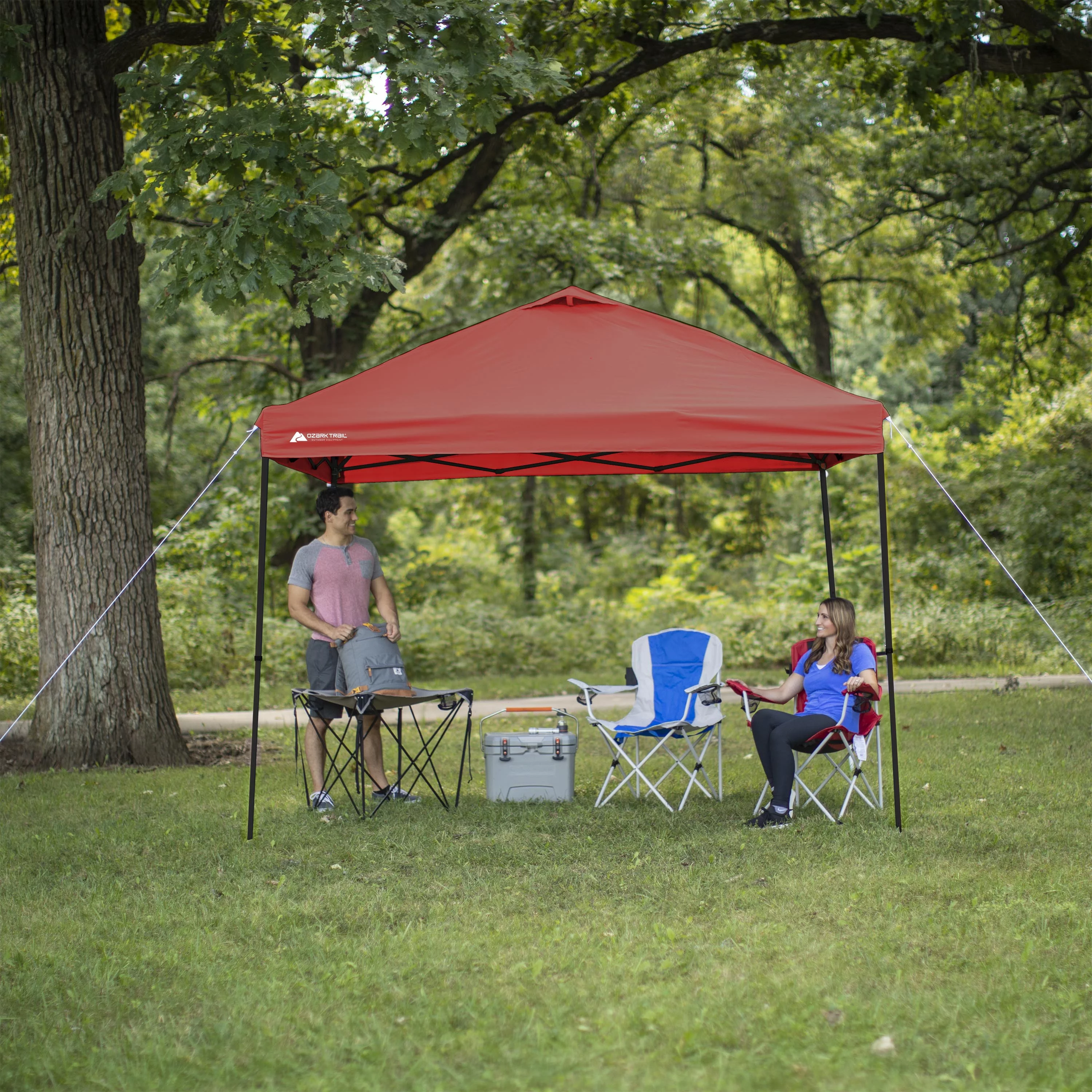 Ozark Trail Simple Push Straight Leg Instant Canopy, White, 10 ft x 10 ft - Womvr