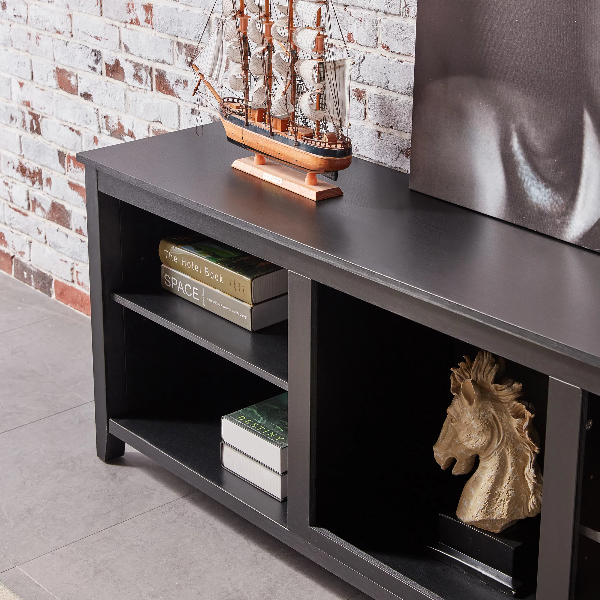 SYNGAR TV Stand for 65 inch TV, Modern TV Console Table Stand with 2 Door Cabinet, Living Room TV Table Stand Buffet Cabinet with Adjustable Storage Shelves, 60