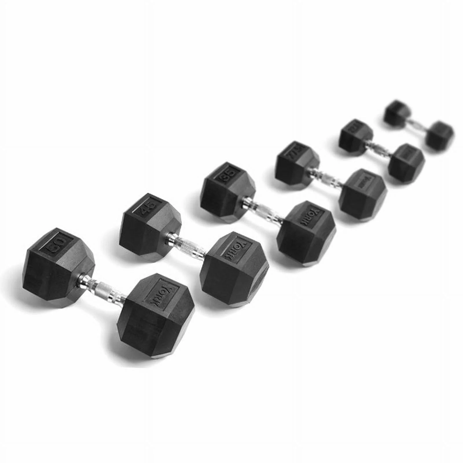 Hex Rubber Dumbbell Set (5-50 lbs.) - Womvr