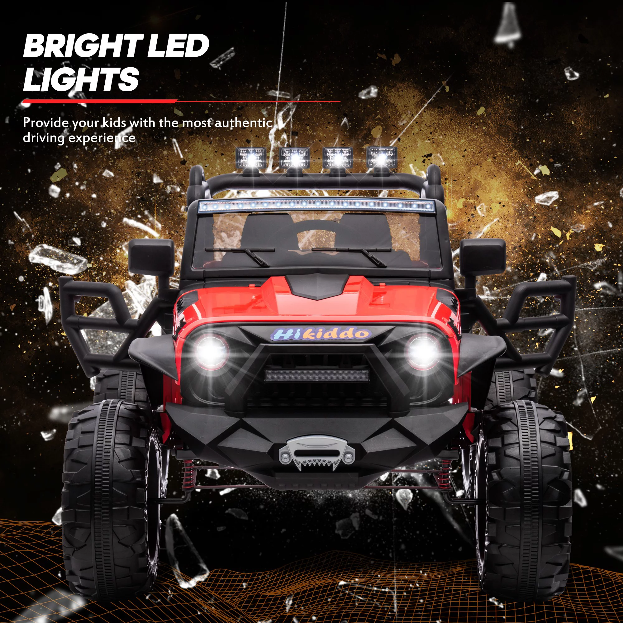 Hikiddo JC555 24V Ride on Toy for Big Kids, 2 Seater Powered Ride-on Truck Car with Remote - Green - Womvr