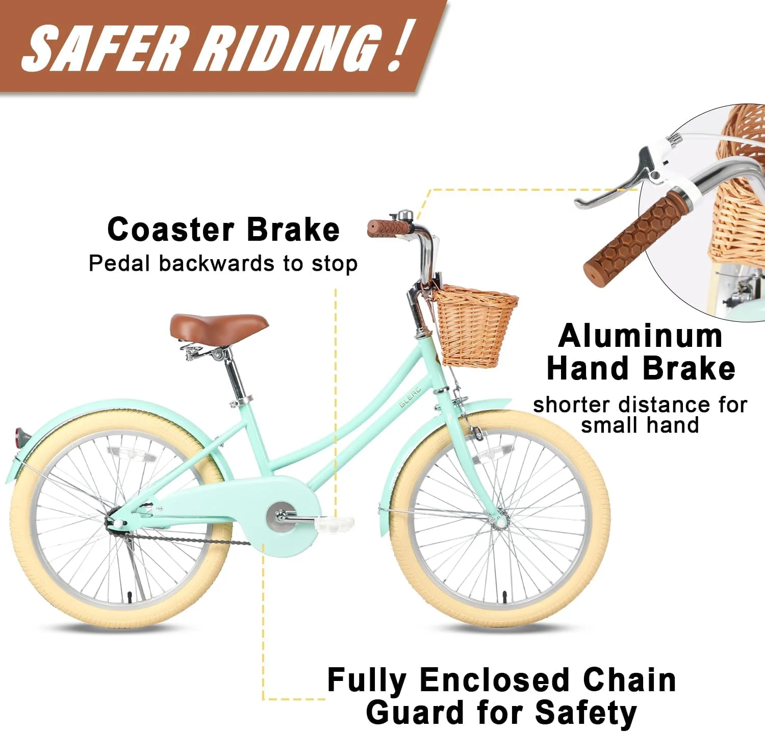 Glerc Little Molly 14 inch Kids Girls Bike for 3-5 Years Old Little Child,Yellow - Womvr