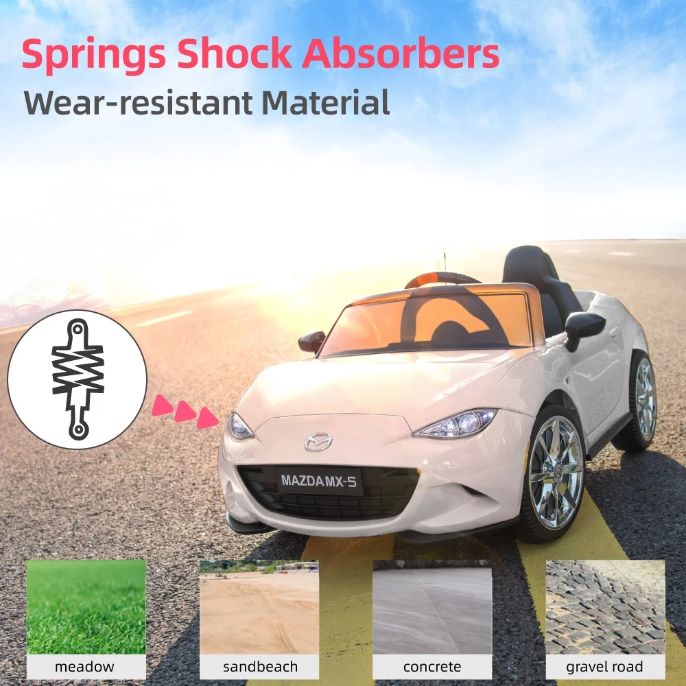 12V Ride On Powered Wheels Car Mazda Licensed MX-5 Electric Car for Kids w/ Parental Remote Control LED Lights Bluetooth Music - Womvr