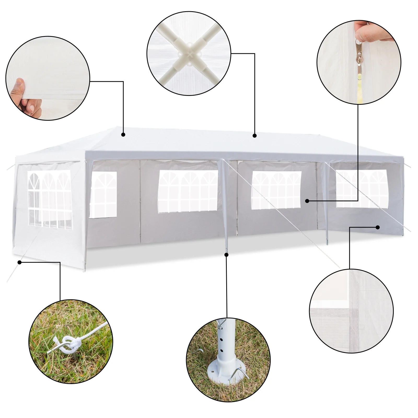 UBesGoo 10' x 10' Canopy Waterproof Party Tent Practical Outdoor Tent for Parties White - Womvr