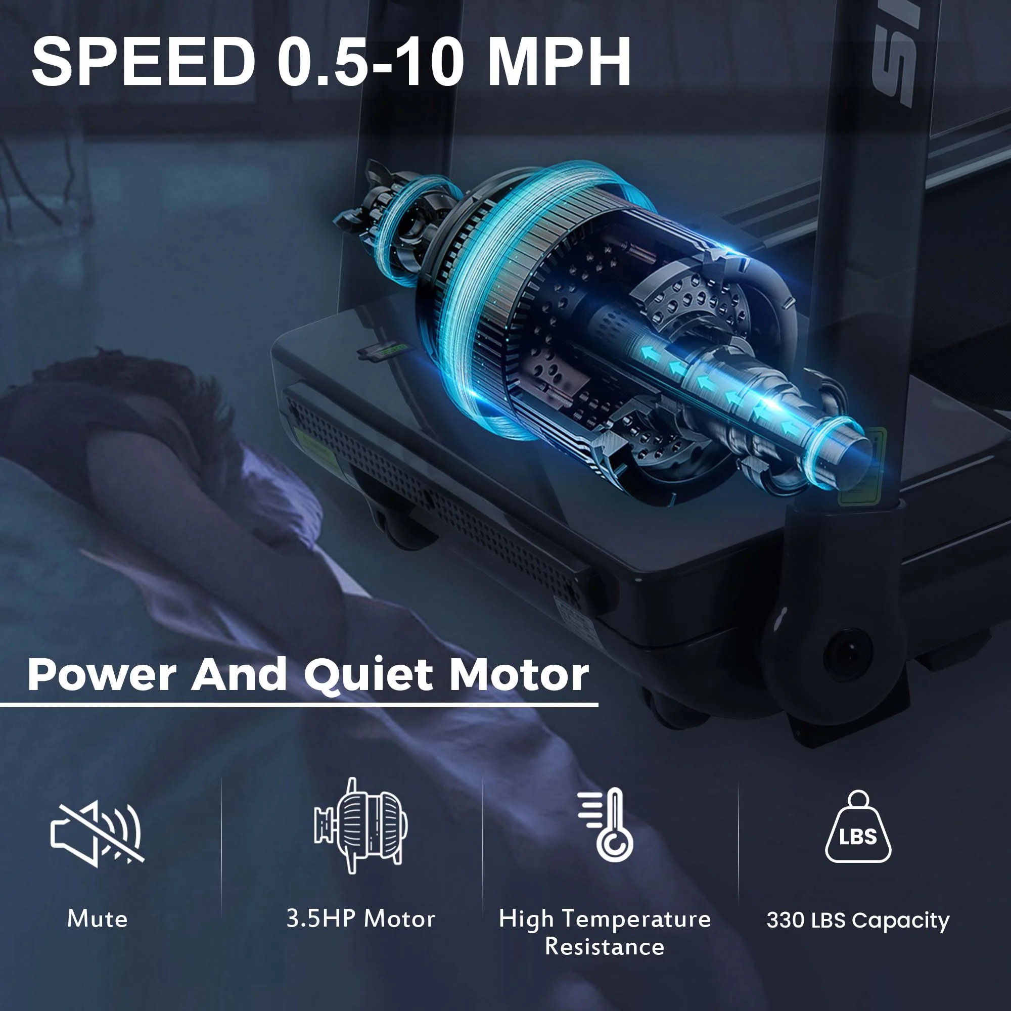 Aukfa Folding Treadmill for Home, 300 lb+ Capacity, 3.5 HP Electric Motorized Treadmill, 8.7 mph Speed, Black - Womvr