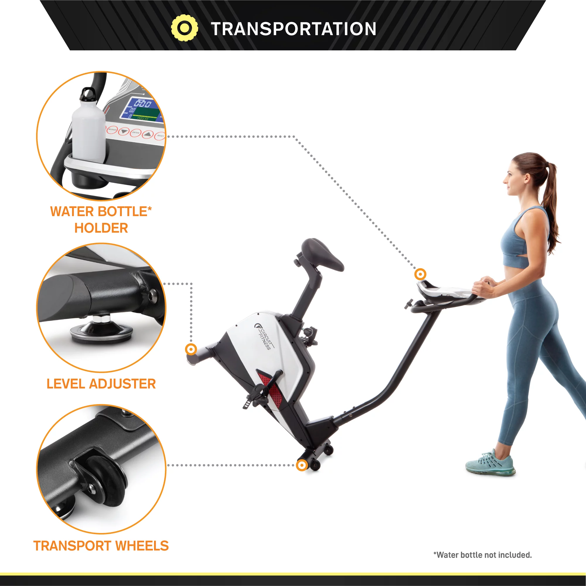 CIRCUIT FITNESS Magnetic Upright Exercise Bike with 15 Workout Presets AMZ-594U - Womvr