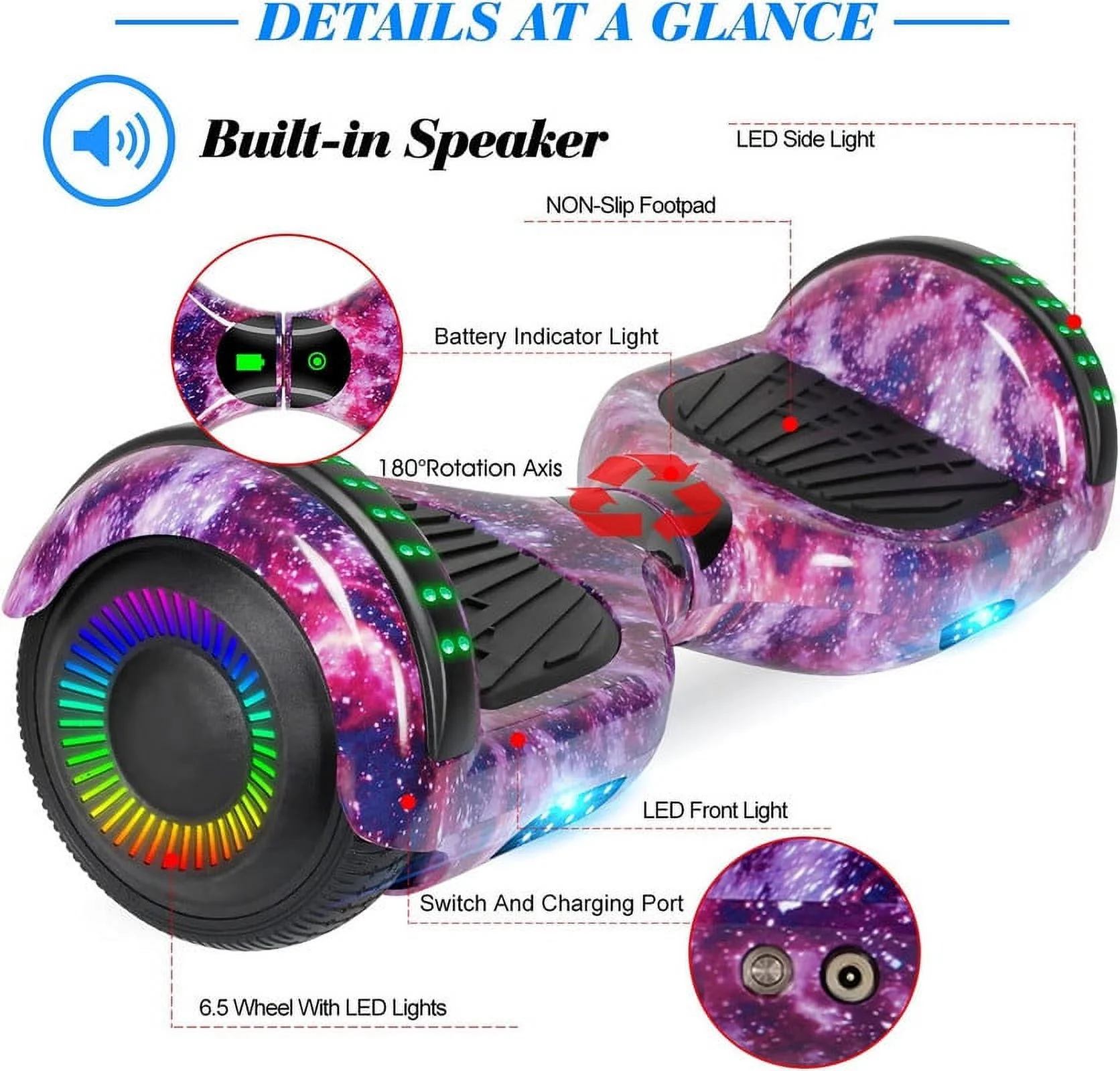 Hoverboard with Bluetooth and LED Lights 6.5