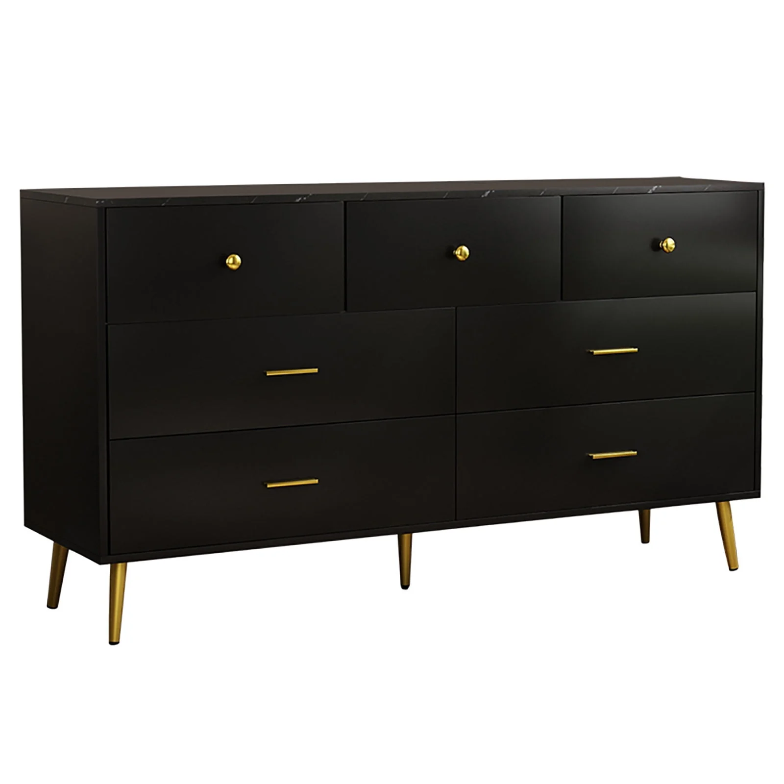 6 Drawer Dresser, Mid-Century Modern Chest Of Drawers, Double Dresser Storage Cabinet For Bedroom Living Room Hallway(White-6 Drawers) - Womvr