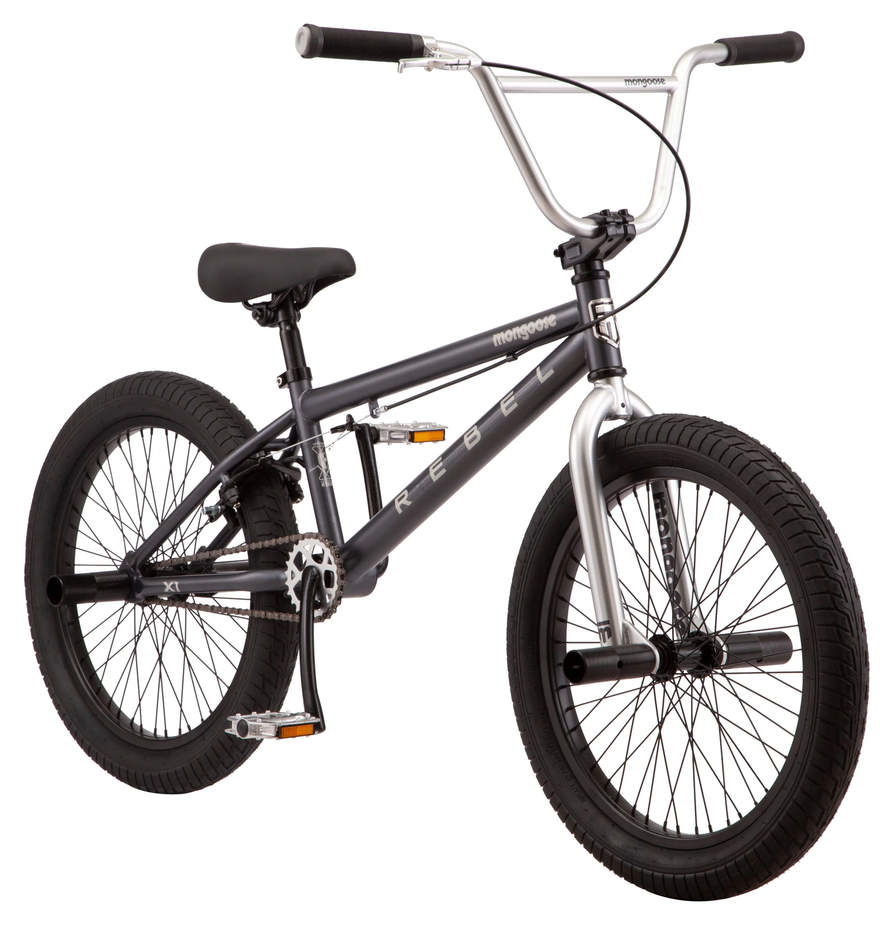 Mongoose Rebel X1 BMX Bike, 20in. Wheels, Boys/Girls, Gray - Womvr