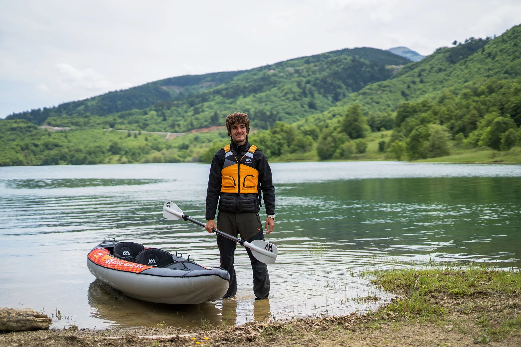 Aqua Marina TOURING KAYAK - MEMBA 1210 - Inflatable KAYAK Package, including Carry Bag, Paddle, Fin, Pump - Womvr