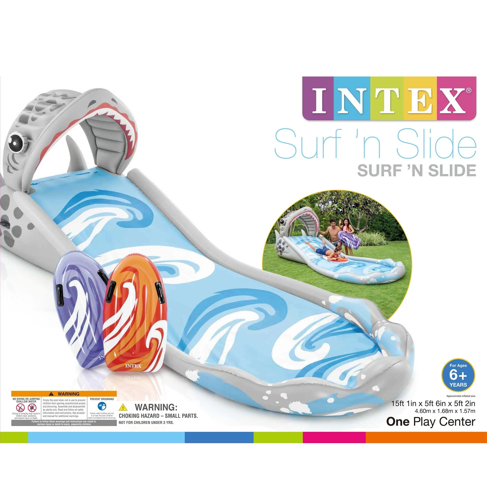 Intex Inflatable Backyard Water Slide with Surf Riders & Electric Air Pump - Womvr