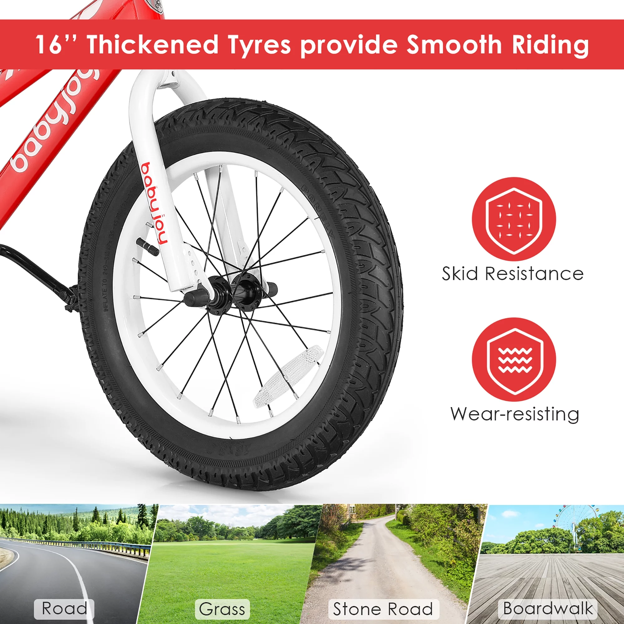 Babyjoy 16'' Kids Bike Bicycle w/ Training Wheels for 5-8 Years Old Boys Girls - Womvr