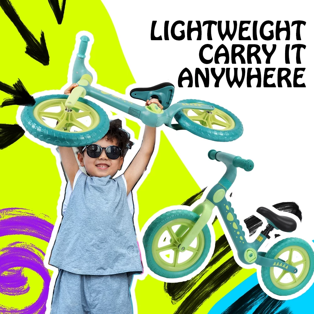 Hoverheart Dinosaur Balance Bike, No Pedal Kids Toys Baby Balance Bike Child Push Along Walking Bike (Blue) - Womvr