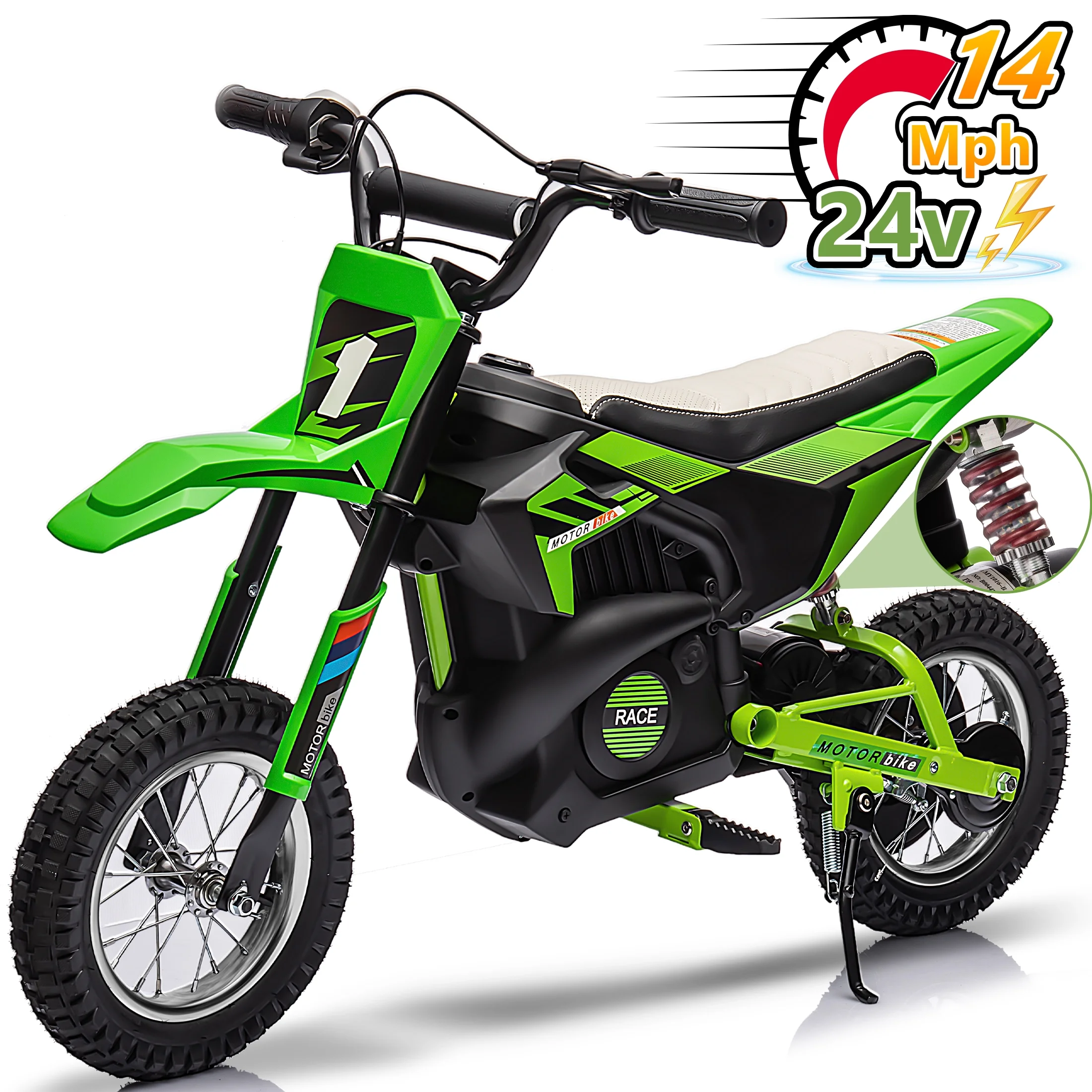 Wisairt 24V Dirt Electric Ride on Motocross Bike for Kids and Teens 13+ Between 40 and 140 lbs(Blue & Orange) - Womvr