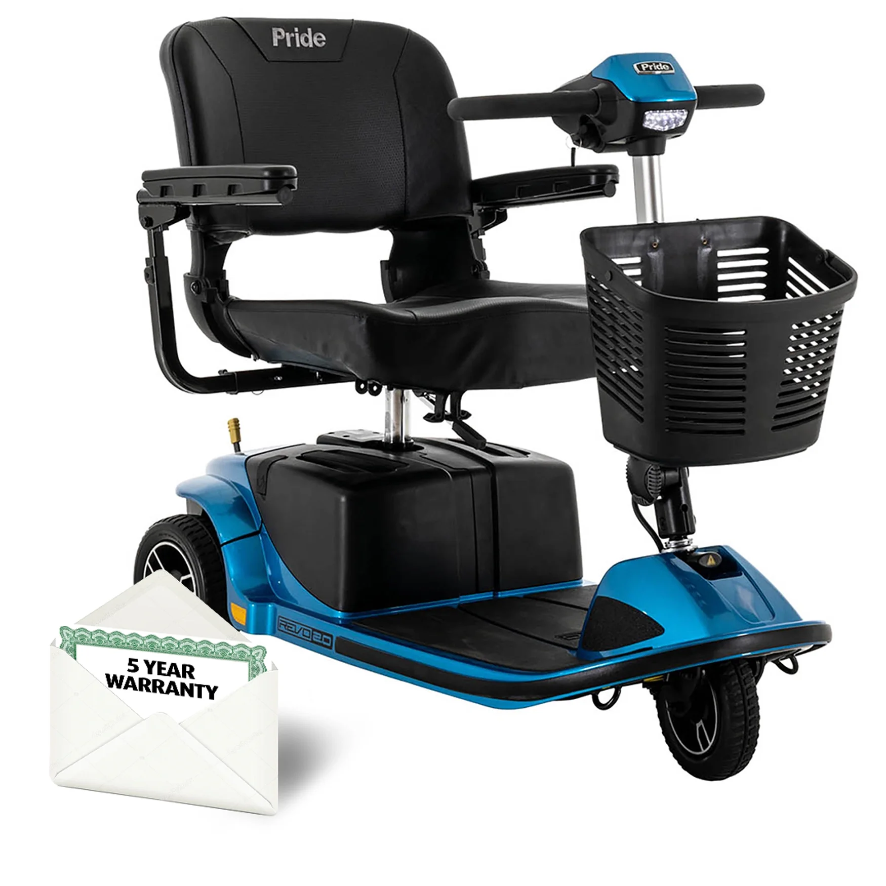 Pride Mobility Revo 2.0 3-Wheel Scooter - Blue w/ Avail Ext Warranty - Womvr