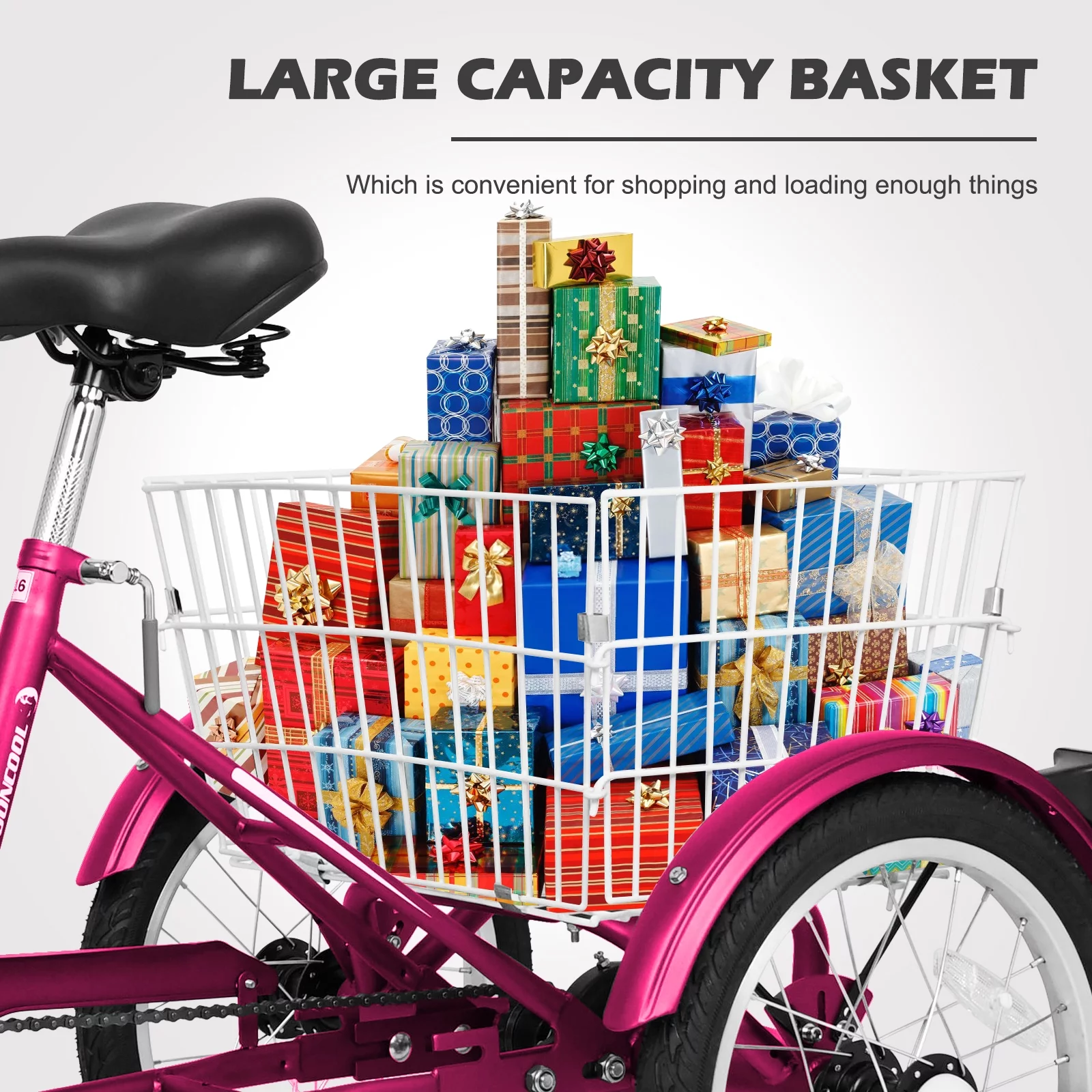 Lilypelle Adult Tricycles 7 Speed 20/24/26 Inch Three Wheel Bike Cruiser Trike with Low-Step Through Frame/Large Basket for Men, Women, Seniors - Womvr