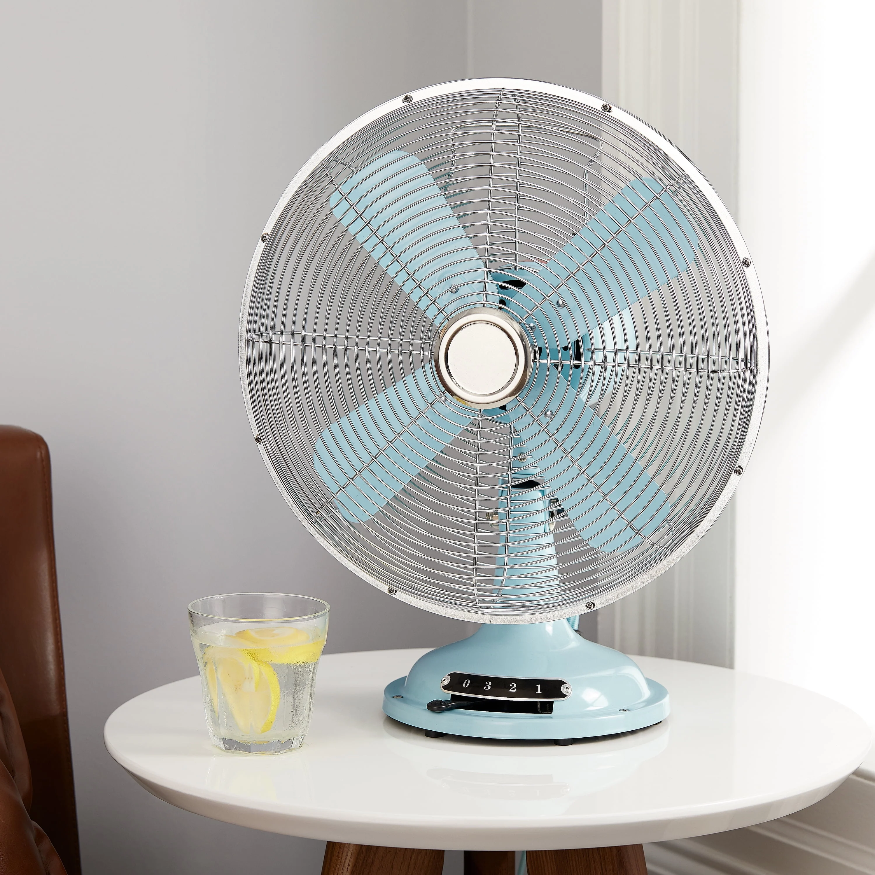 Better Homes & Gardens New 12 inch Retro 3-Speed Metal Tilted-Head Oscillation Table Fan Gold - Womvr