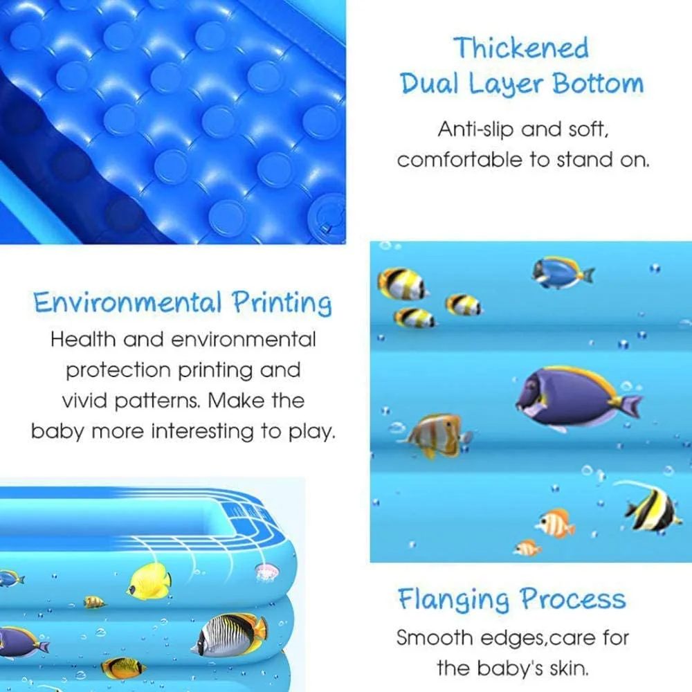 Inflatable Pool, Durable Thickened Blow up Kiddie Pool for Kids, Toddlers and Adults, BPA-Free Family Swimming Pool, 6.9 x 5 x 1.8 ft, Blue - Womvr