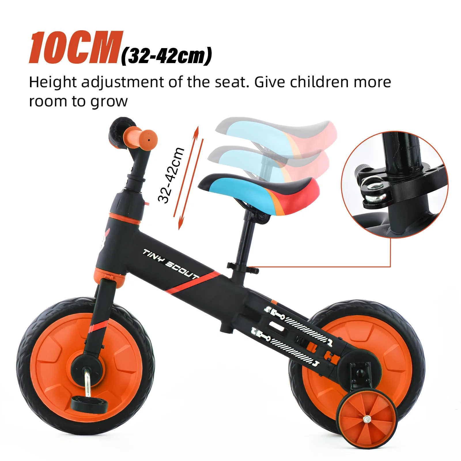 Ubravoo 4-in-1 Tiny Scout Balance Bike for Kids from 3 4 5 Years, Rear Double Rod,Blue - Womvr