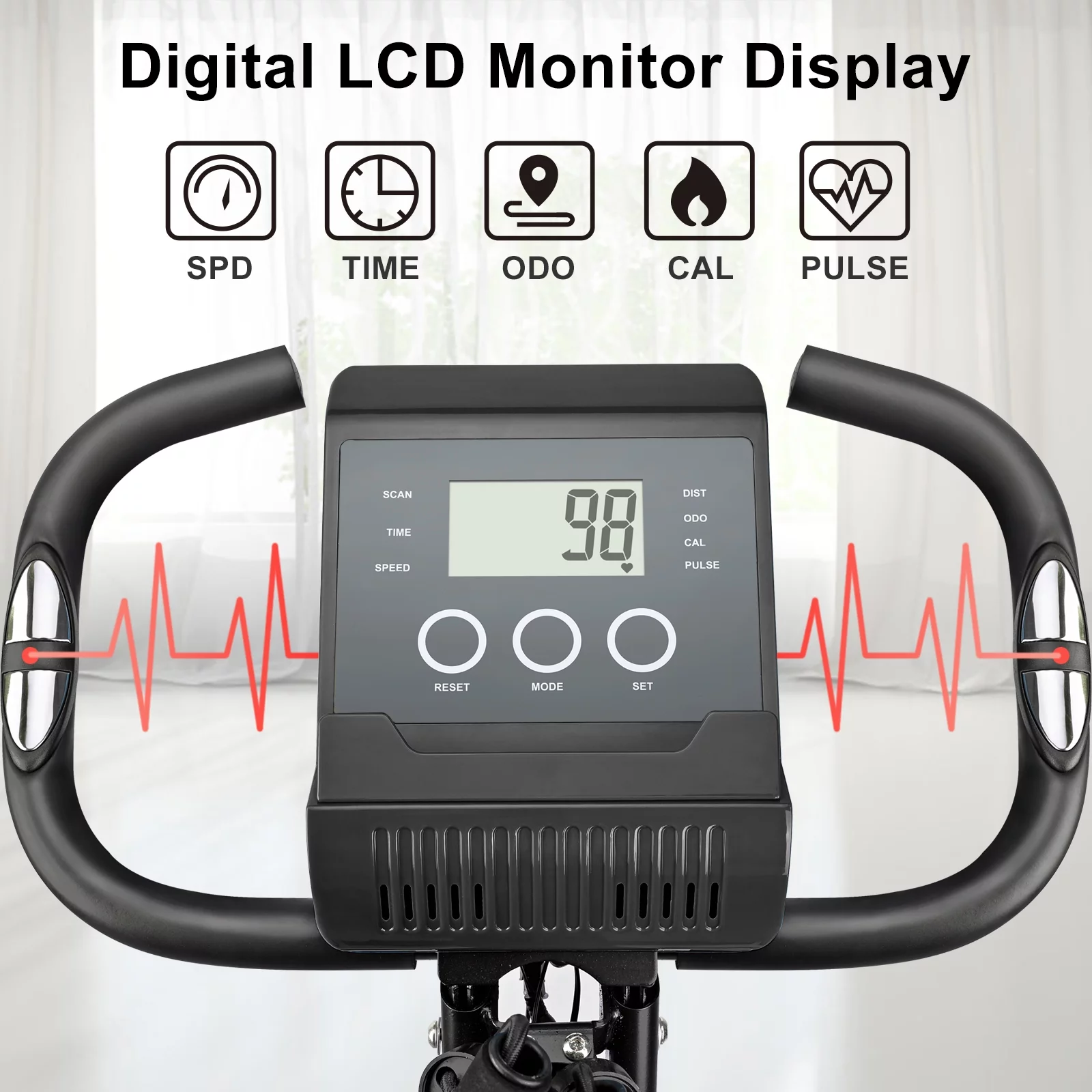 Wonder Maxi Folding Upright Exercise Bike Stationary Cycling Bike up to 441 lbs for ​Home Gym (Black) - Womvr