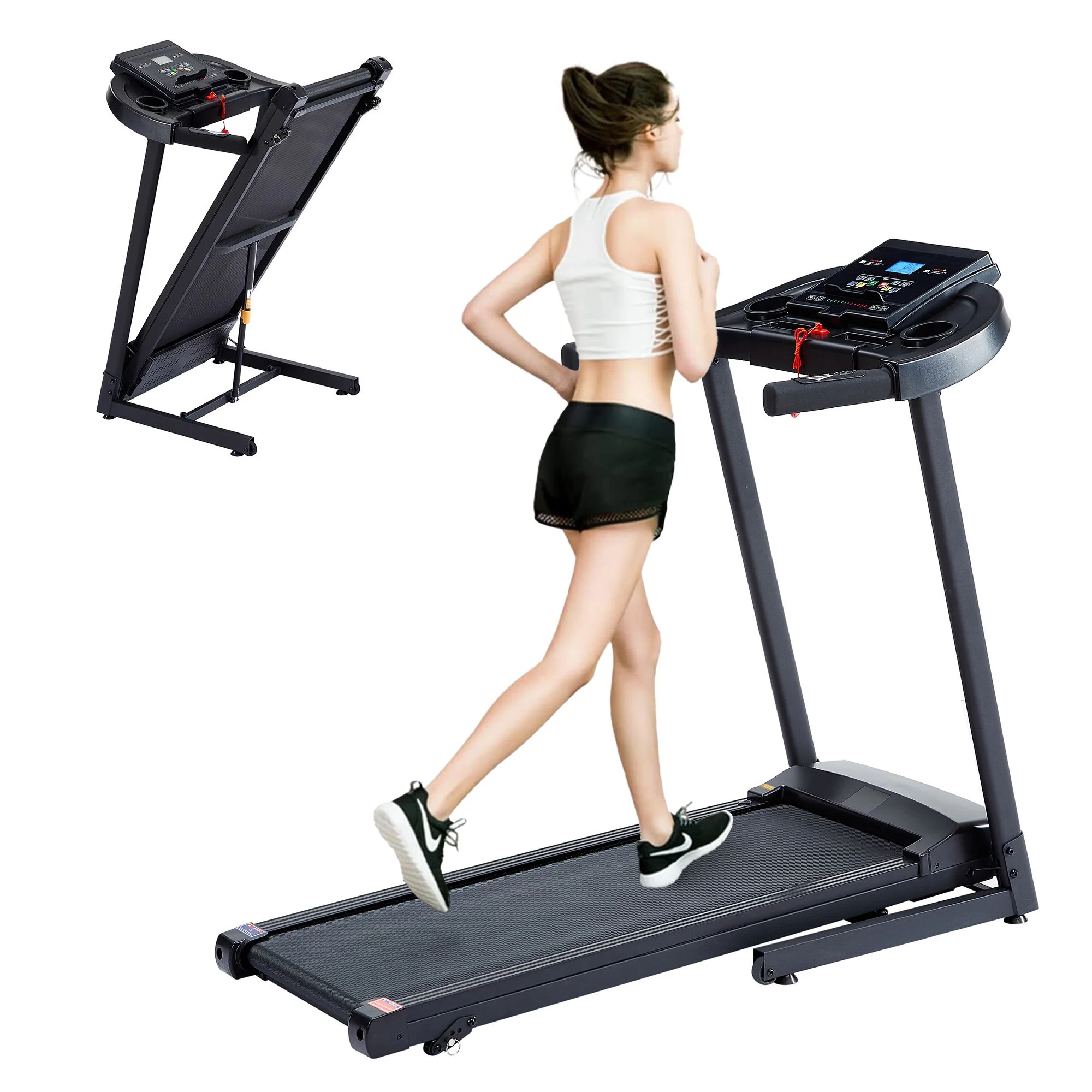 IM Lashes Folding Treadmill, Electric Running Walking Exercise Machine with 0.8 - 12 km/h Speed, 12 Preset Programs - Womvr