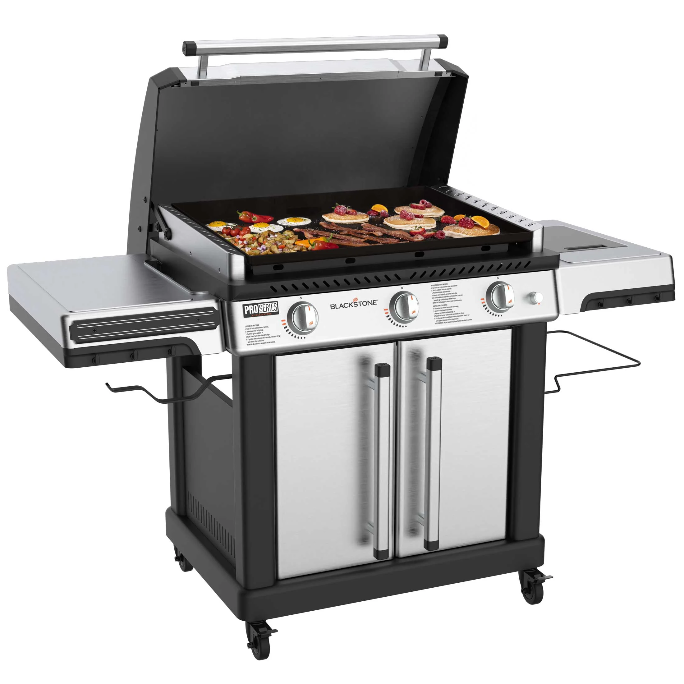 Blackstone ProSeries 3-Burner 28” XL Propane Griddle with Stainless Steel Cabinet and Hood - Womvr