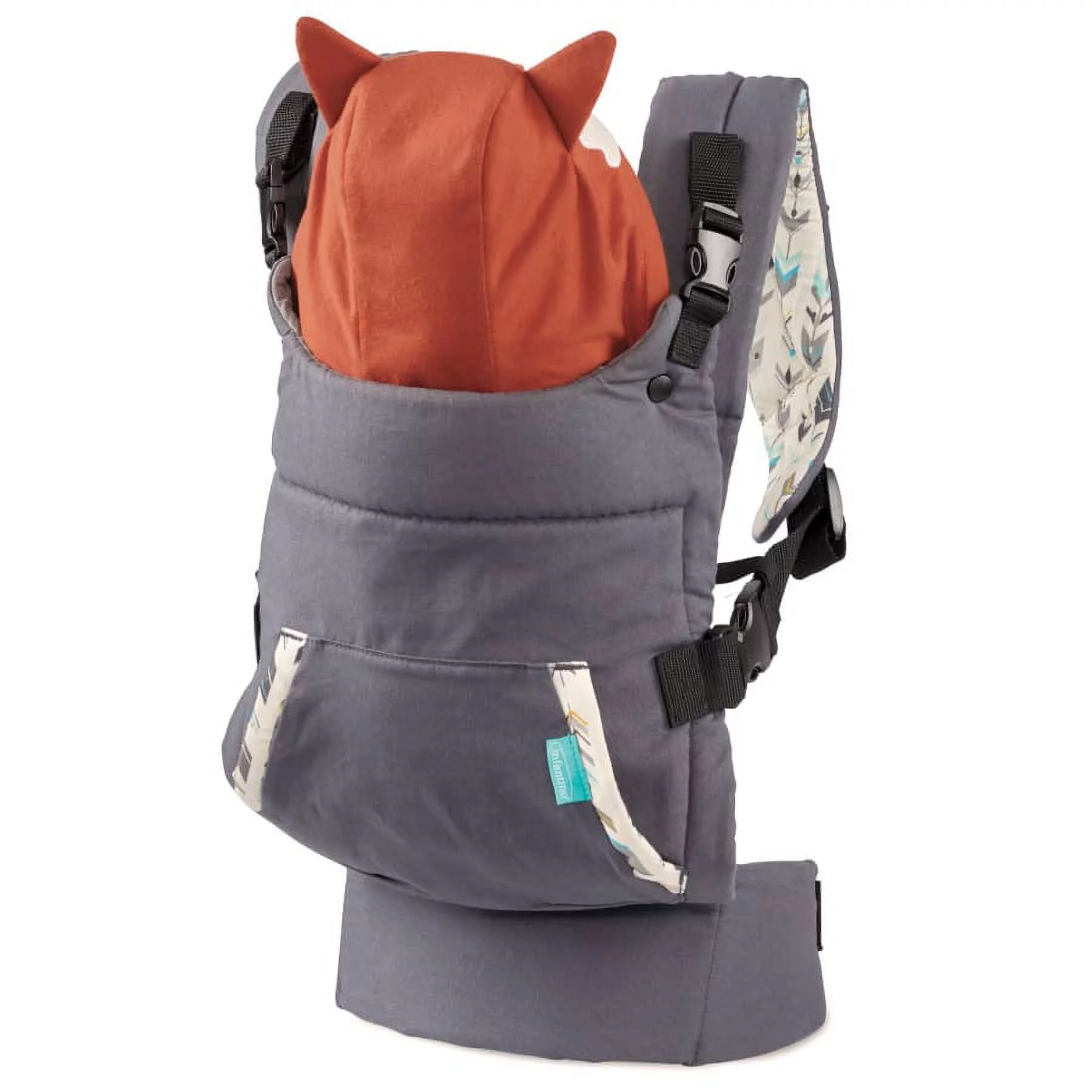 Infantino Cuddle-up Ergonomic Hoodie Baby Carrier, 2-Position, 12-40lb, Gray Fox - Womvr