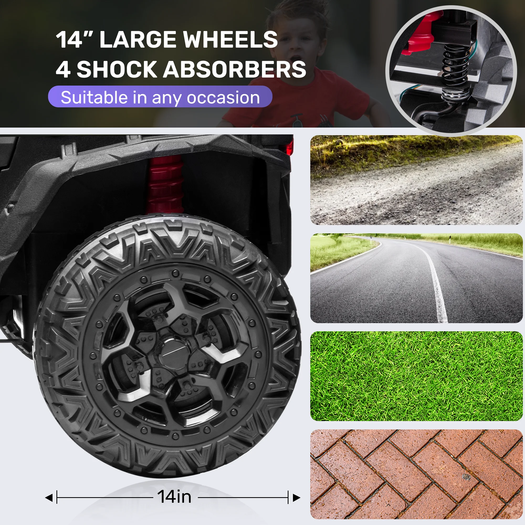 TOKTOO 24V Ride on Car, 4WD Powered Ride on UTV with Remote Control & Trunk Storage Space,  1 Seater Kid Car for Boys Girls -Blue - Womvr