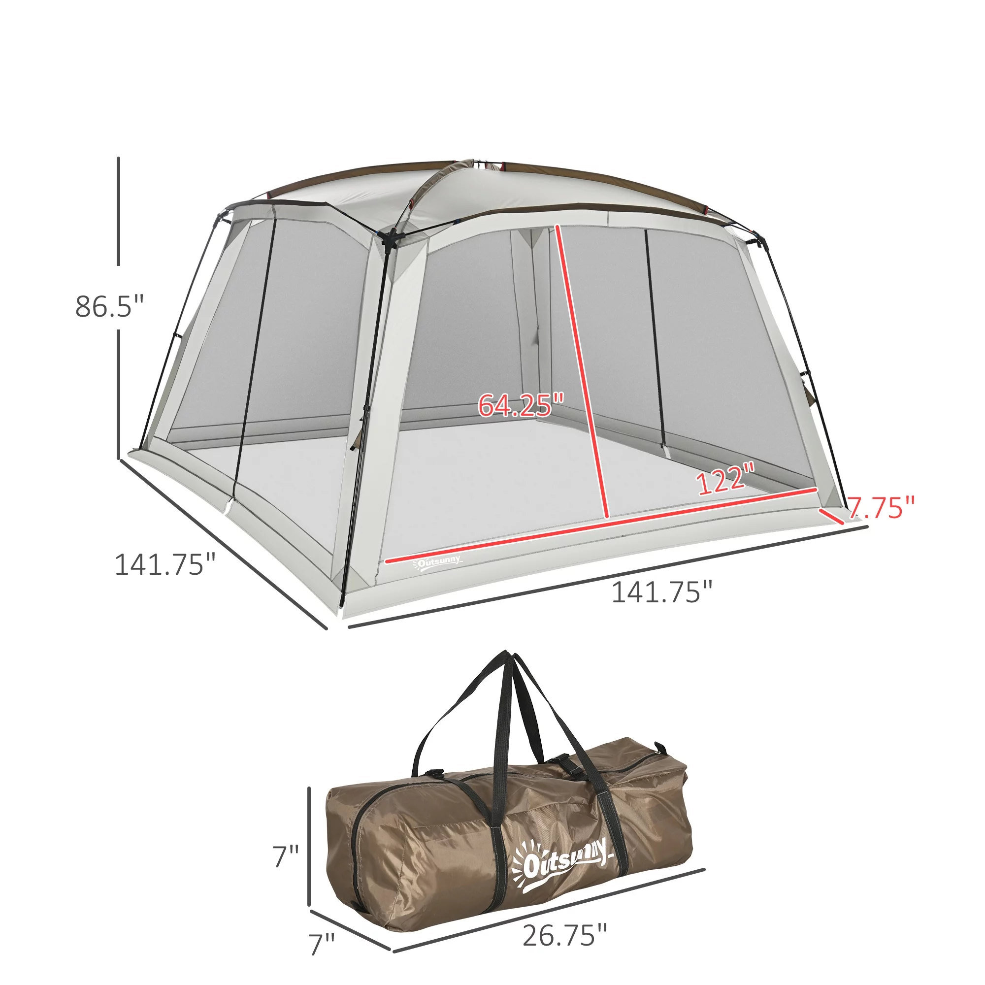 Outsunny Screen Tent, 10' x 10' Screen House Room with UV50+ Protection - Womvr