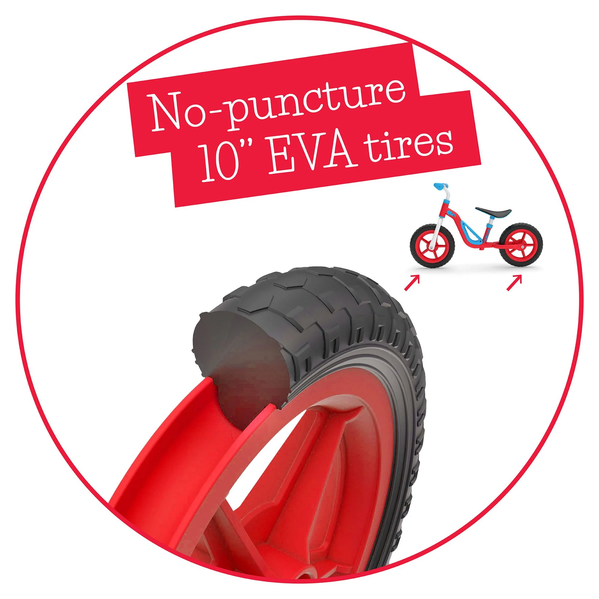 Chillafish Charlie lightweight toddler balance bike with carry handle, adjustable seat and handlebar, puncture-proof 10-inch wheels, for kids 18-48 months, Red - Womvr