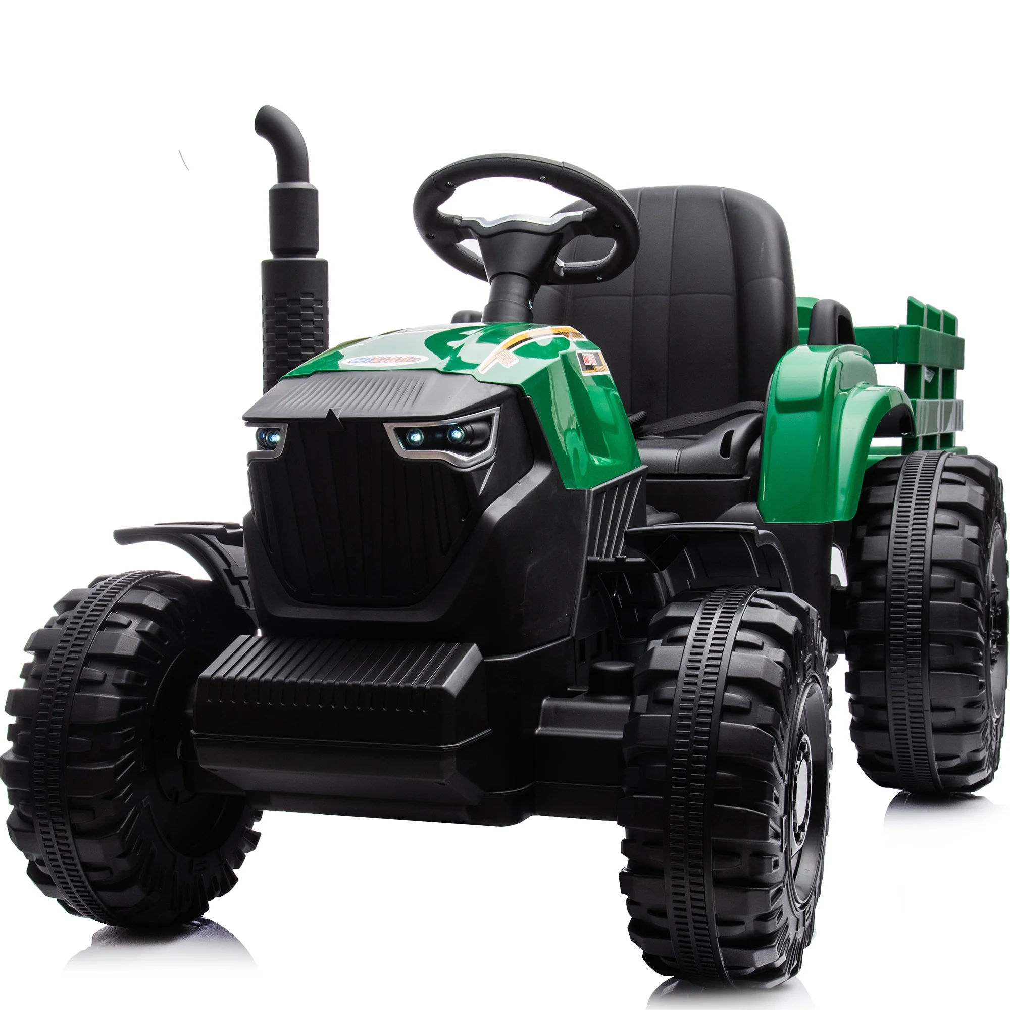 Hikiddo 24 Volt Ride on Toys, Kids Electric Ride On Tractor with Trailer & Remote - Green - Womvr