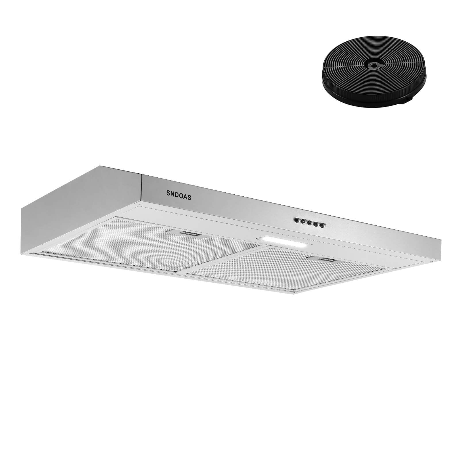Range Hood 30-inch Under Cabinet Vent Hood 230 CFM Kitchen Hood Stainless Steel 3-Speed - Womvr