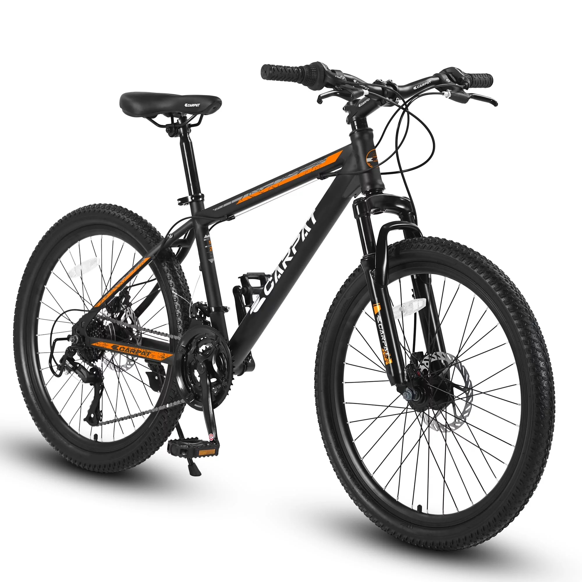 24 inch Mountain Bike, Shimano 21 Speed Drive, Dual Disc Brake, Front Suspension MTB For Boy Girl - Womvr