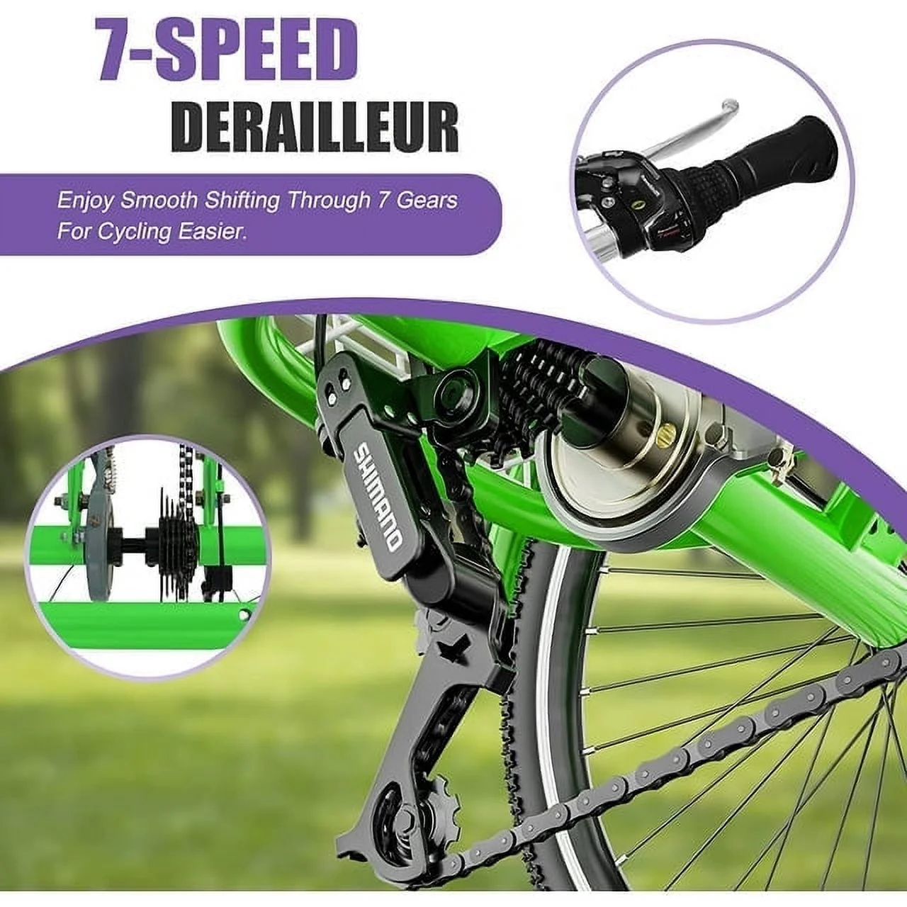 Lilypelle Adult Tricycles 7 Speed 20/24/26 Inch Three Wheel Bike Cruiser Trike with Low-Step Through Frame/Large Basket for Men, Women, Seniors - Womvr