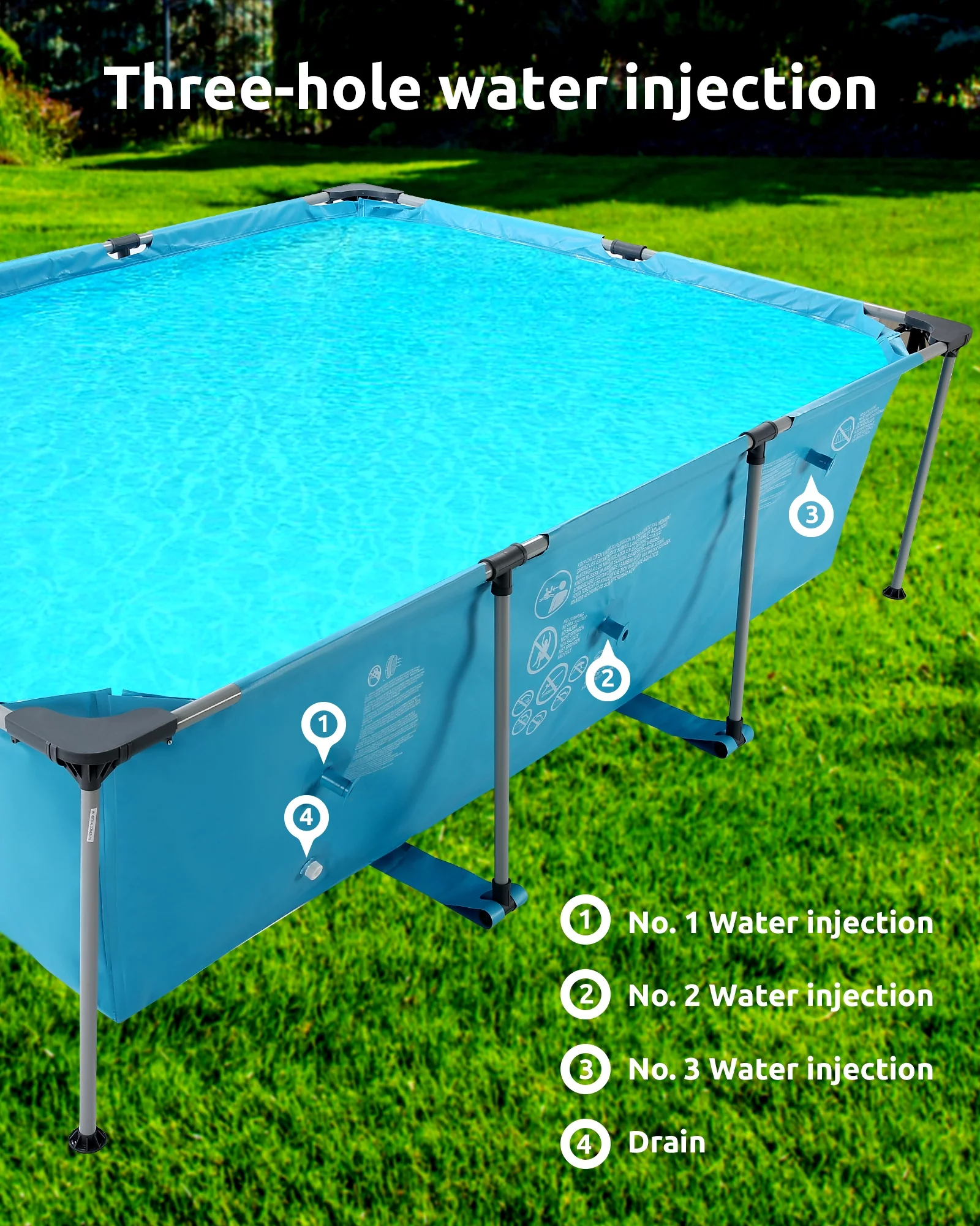 Naipo Swimming Pool Above Ground Outdoor 15ft Rectangle Frame Pool Type 178